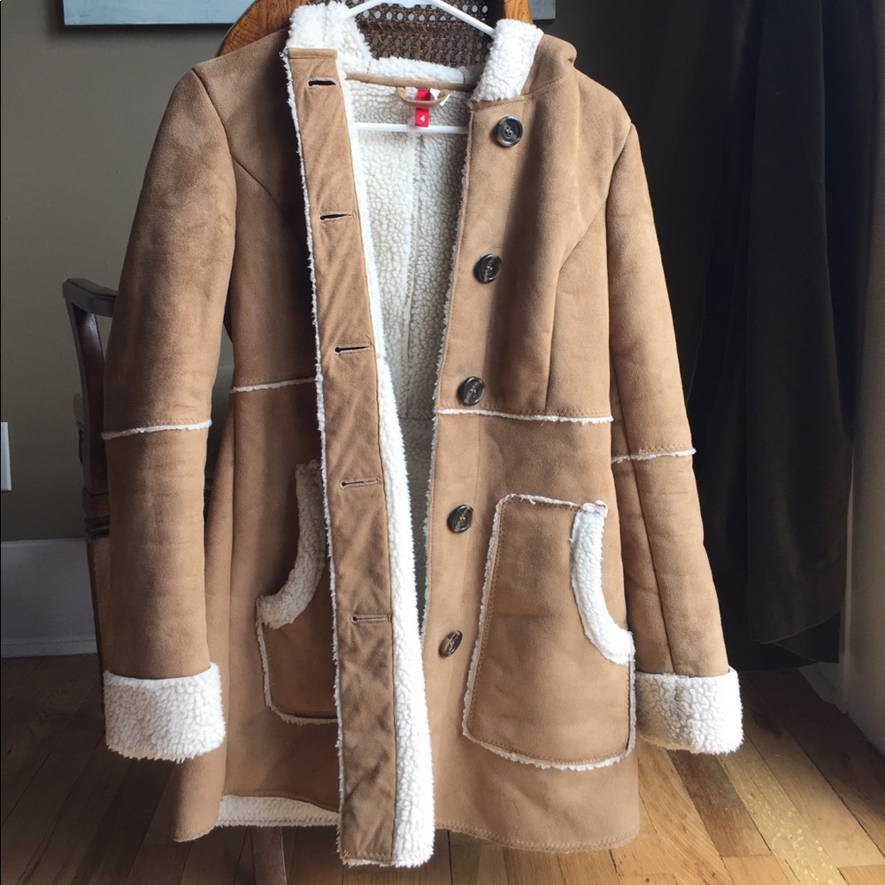 Faux Shearling long hooded coat